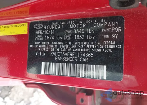 2014 Hyundai Accent Gs from USA, damaged, VIN KMHCT5AE9EU174365